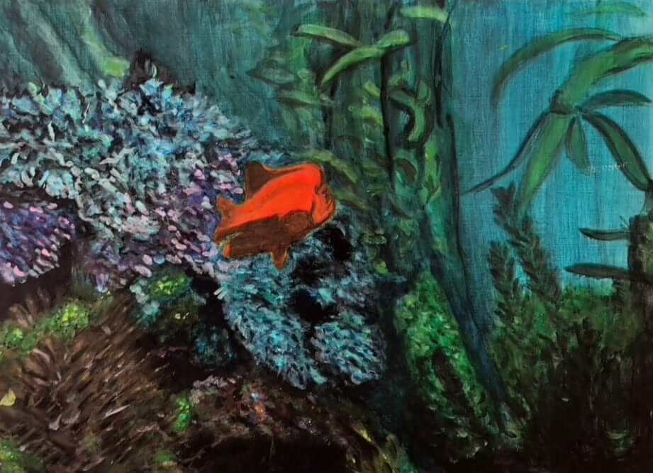 Glowing Garibaldi Fish Original Acrylic Painting by S Valenti