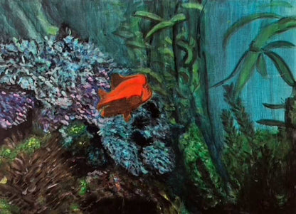 Glowing Garibaldi Fish Original Acrylic Painting by S Valenti