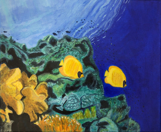 Butterfly reef acrylic original painting by S Valenti