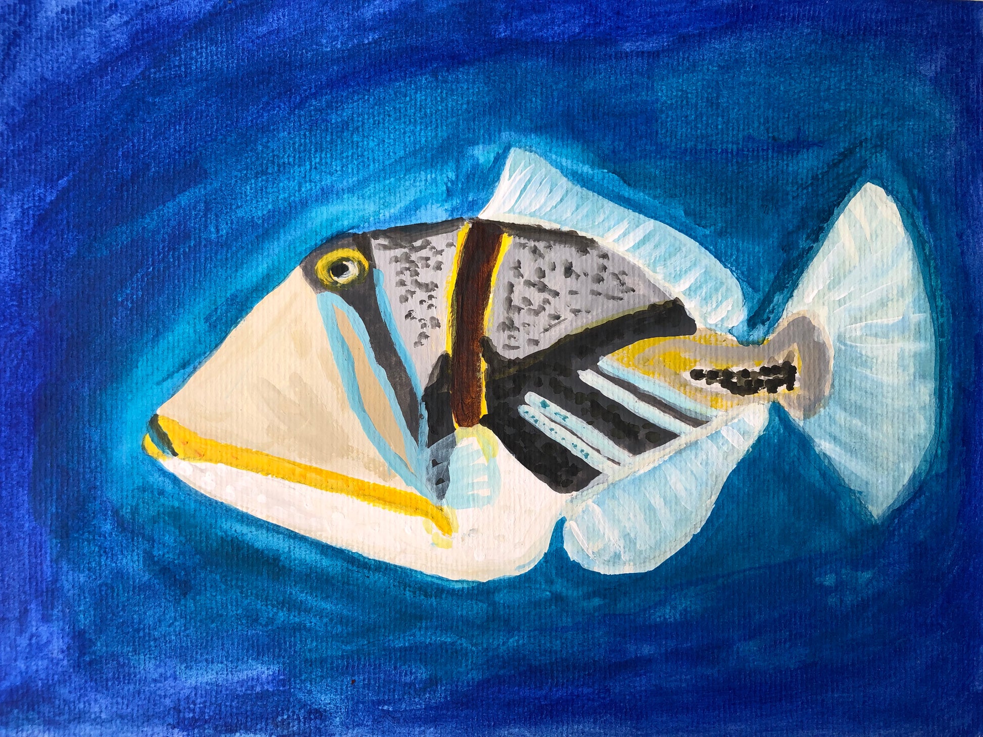 Picasso fish original acrylic painting by S Valenti