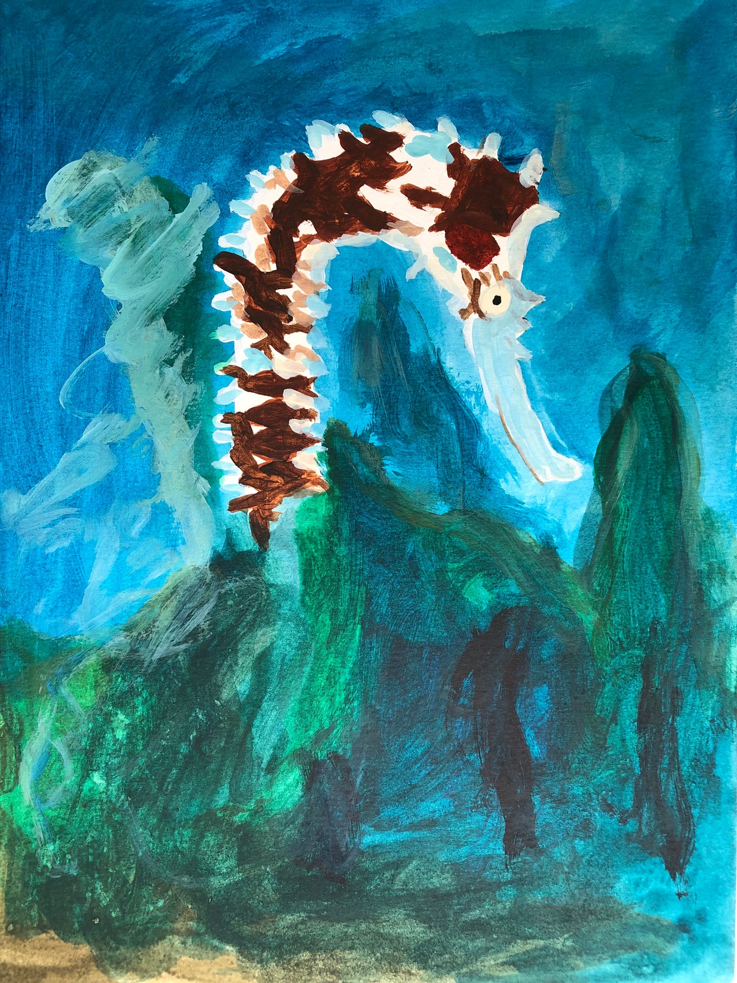 Seahorse I original acrylic painting by S Valenti 