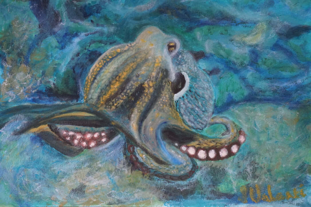 Octopus I original mixed media painting