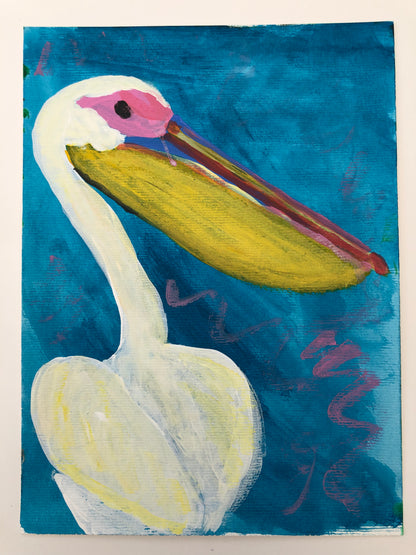 Pelican original acrylic painting by S Valenti unframed