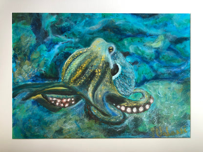 Octopus I painting shown mounted on white