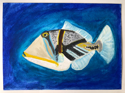 Picasso fish original acrylic painting by S Valenti unframed