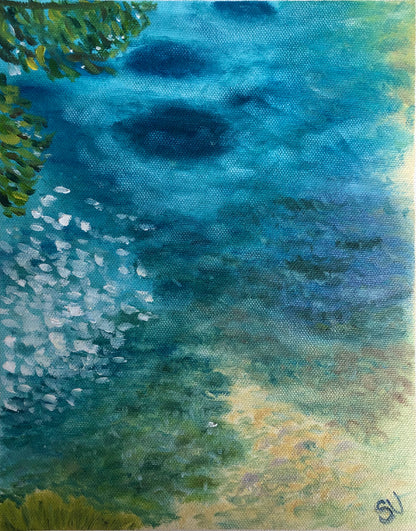 Ocean reflections Sardinia original impressionistic oil painting by S Valenti
