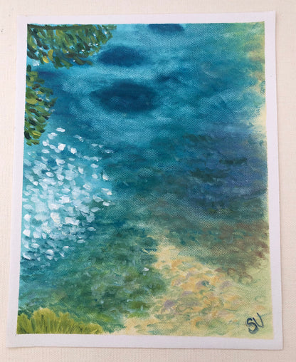 Ocean reflections Sardinia original oil painting on canvas by S Valenti