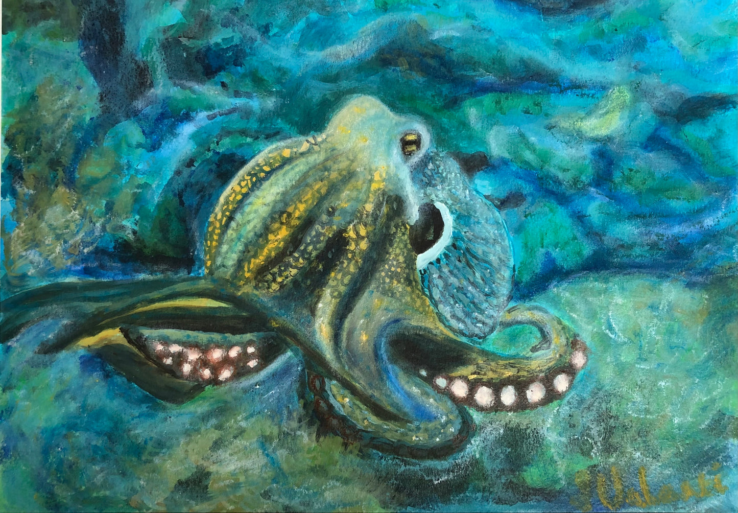 Octopus I Original Painting by S Valenti