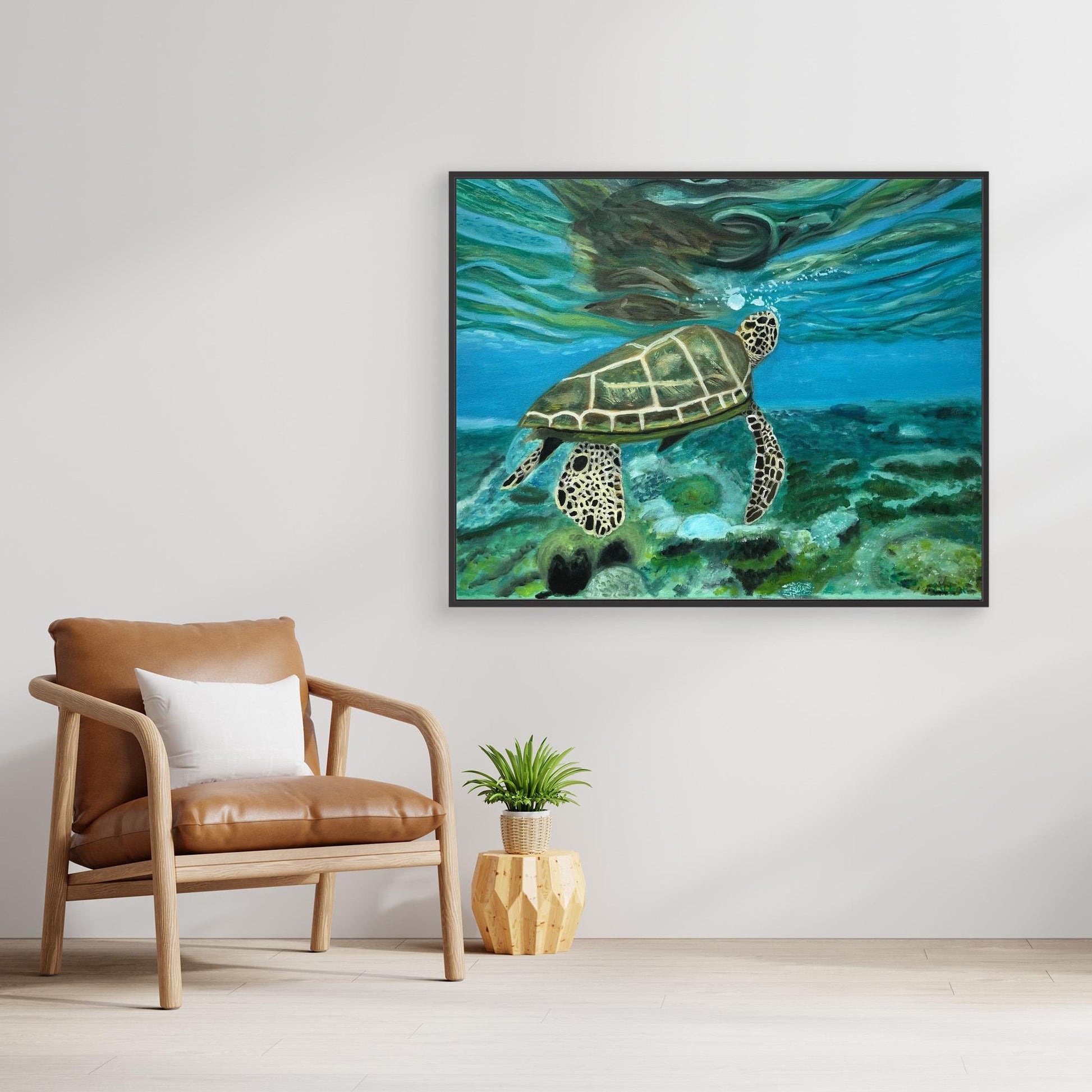 Turtle Reflection Canvas Art Print