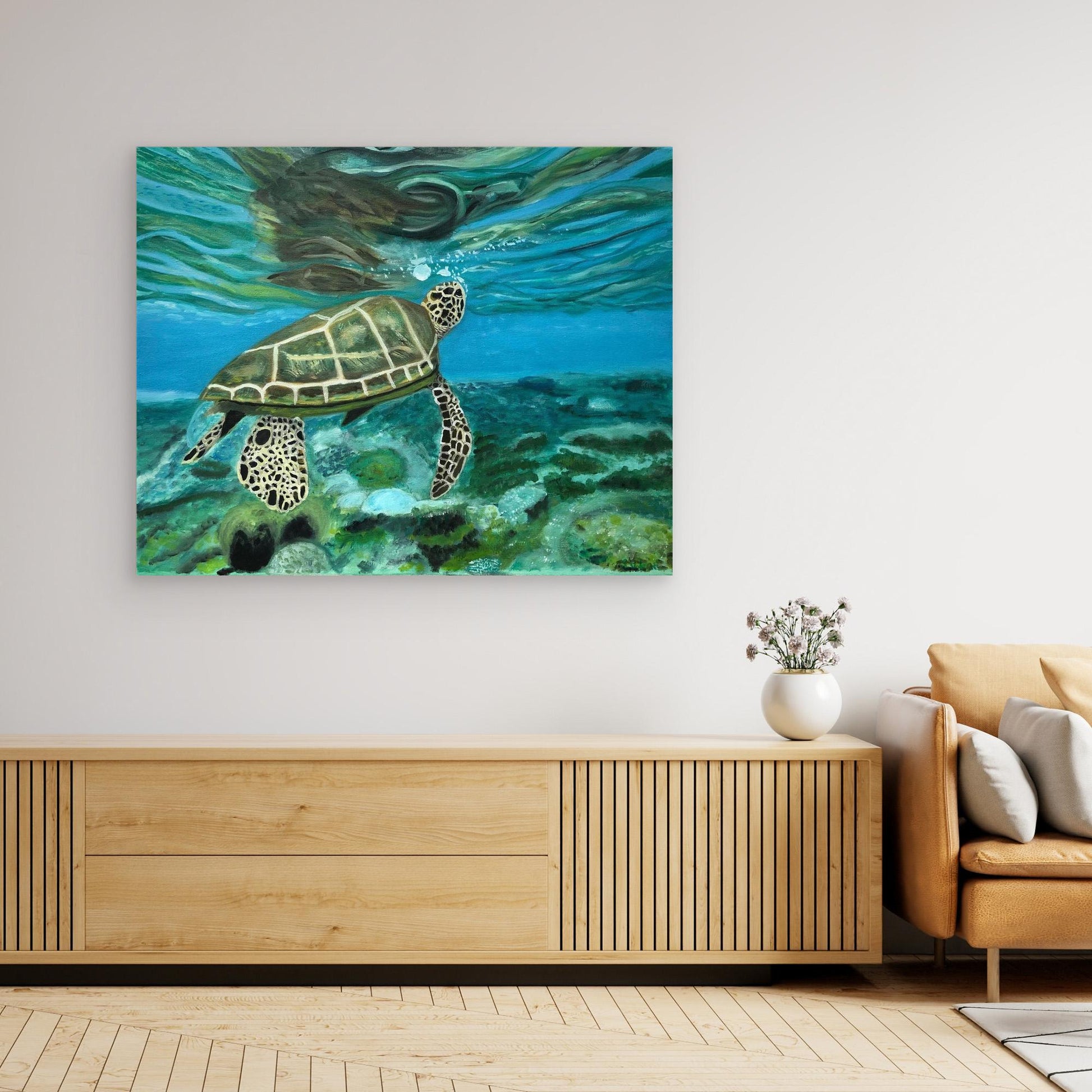 Turtle Reflection Canvas Art Print