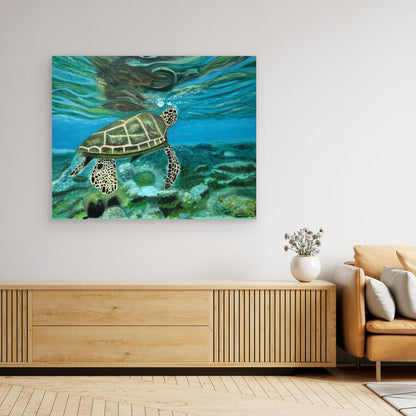 Turtle Reflection Canvas Art Print